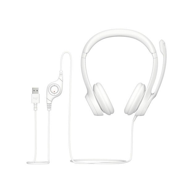 Logitech - H390 Wired Headset for PC/Laptop, Stereo Headphones with Noise Cancelling Microphone, USB-A WHITE 3