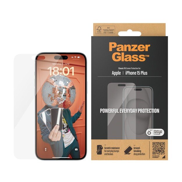 PanzerGlass - Screen Protector iPhone 15 Plus - Classic Fit 3