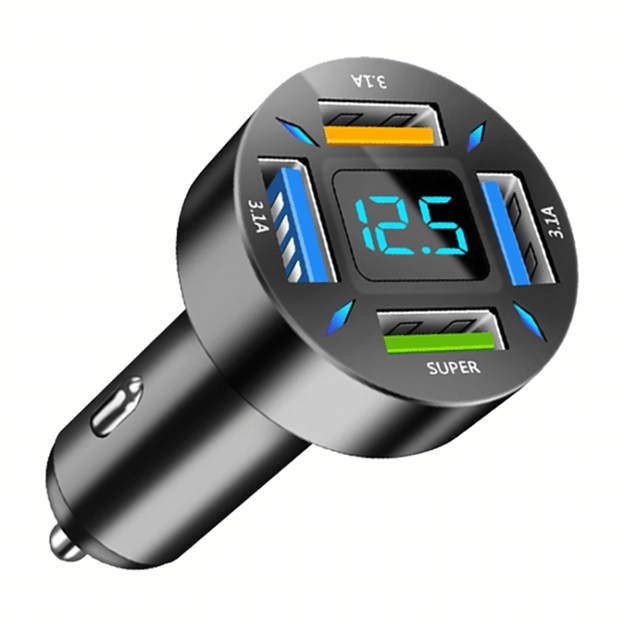 Szybka Mocna Ładowarka 3.1A Samochodowa Led LCD 4 x Usb 66W Quick Charge 14