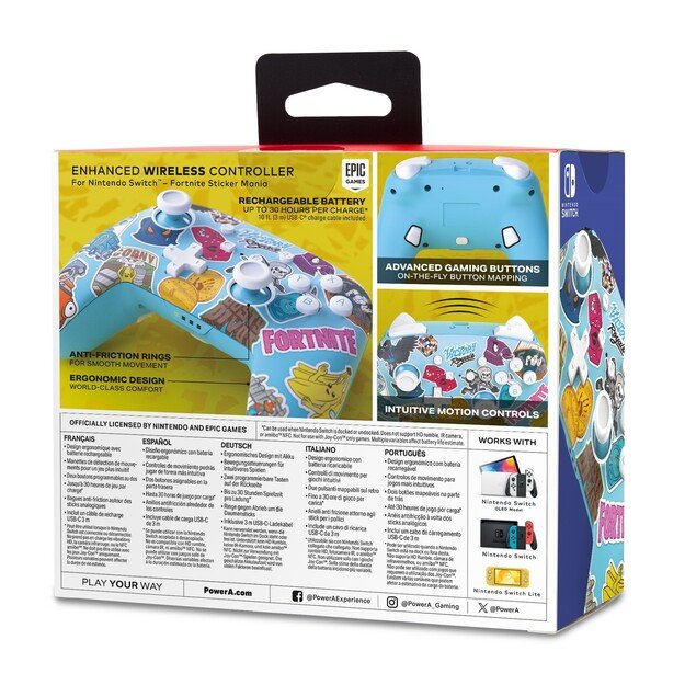 PowerA Enhanced Wireless Controller for Nintendo Switch - Fortnite Sticker Mania 8
