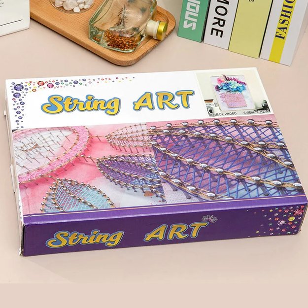 ZESTAW KREATYWNY DO STRING ART PRZEPLATANKA HAFT OBRAZ LED W RAMCE 21x30 CM 12