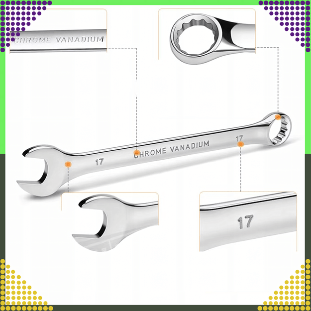 Zestaw Kluczy Płasko-Oczkowych 8 el. Klucze Płaskie Oczkowe Etui 8-22 mm 6