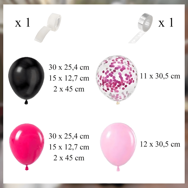 Girlanda Balonowa Zestaw Balonów na Urodziny Czarne Różowe Fiolet 133 ele 9