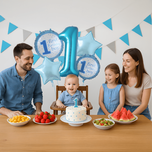 Balony na 1 Urodziny Roczek Chłopiec Zestaw 5 szt Gwiazdki Balon  16