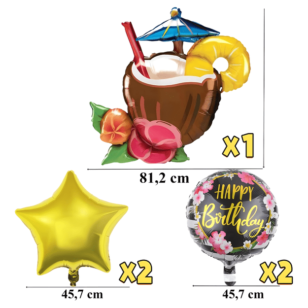 Zestaw Balonów Aloha Hawajskie na Urodziny Urodzinowe Przyjęcia 5 szt 4