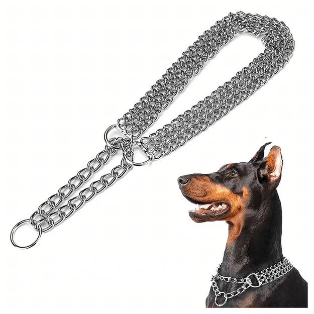Mocna Obroża Zaciskowa Metalowa Łańcuszkowa 3 Rzędy dla Psa 45 cm Łańcuch 1