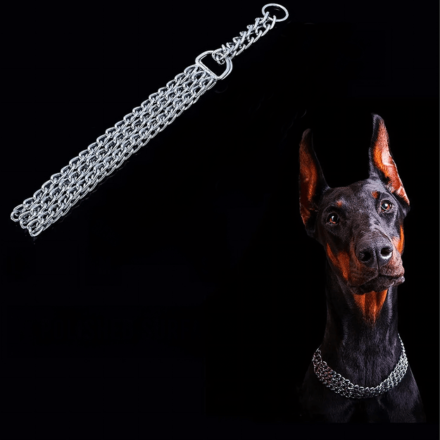 Mocna Obroża Zaciskowa Metalowa Łańcuszkowa 3 Rzędy dla Psa 45 cm Łańcuch 14