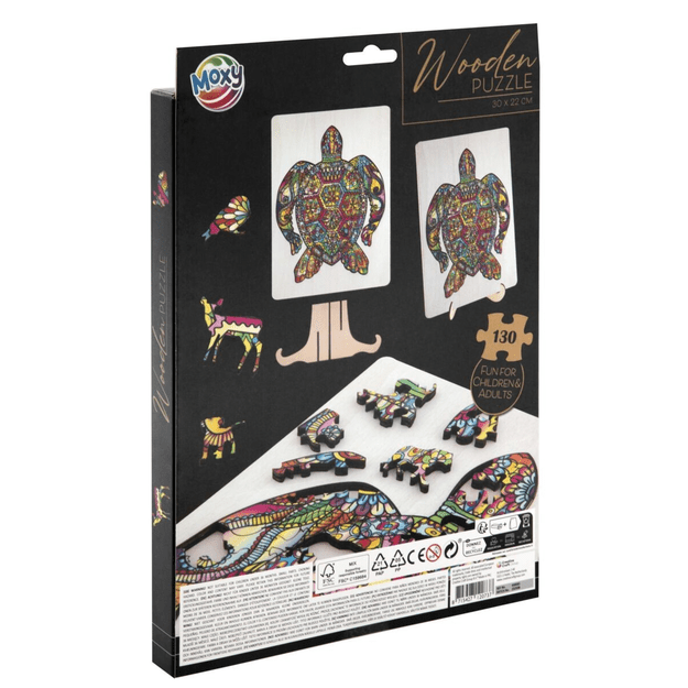 Moxy - Wooden puzzle unique shapes - Turtle - 130 pcs (400085) 8