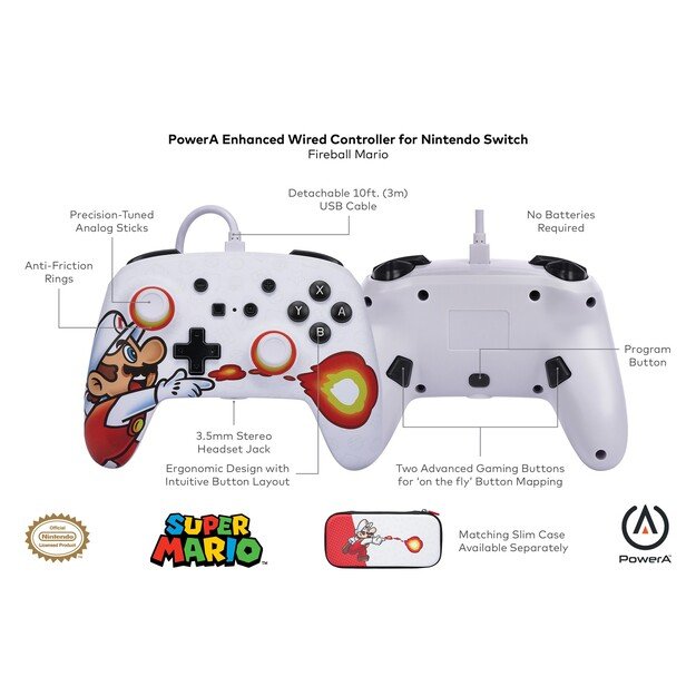 PowerA Enhanced Wired Controller for Nintendo Switch - Fireball Mario 6
