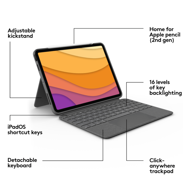 Logitech - Combo Touch  Keyboard - For iPad Air ( Nordic Layout ) 1