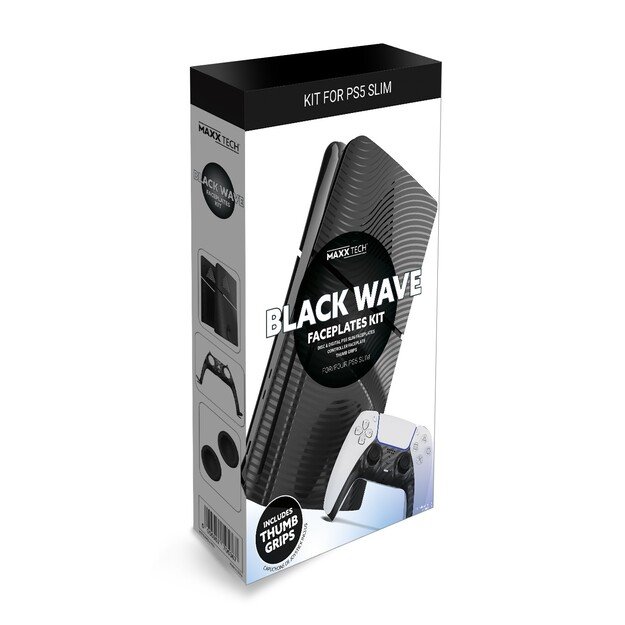 Maxx Tech PS5 Slim Faceplates + Controller Faceplates - Black Wave 2