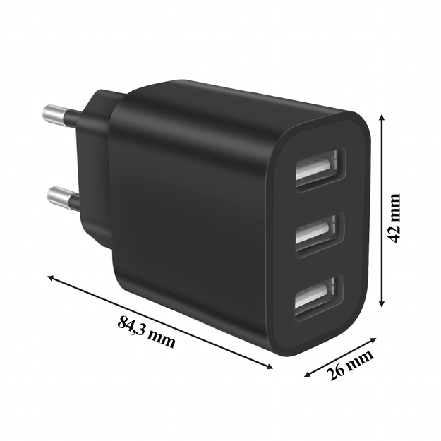 Mocna Kostka Ładowarka Sieciowa 3 x Usb Uniwerslana USB 3 Porty 5V 3.4A  5