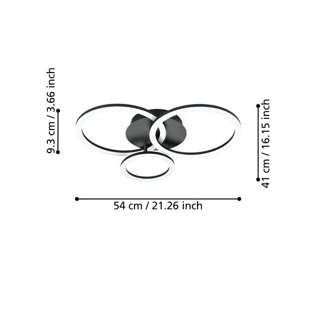 EGLO - Paranday-Z ceiling lamp w/circles black 54.5x44.5 - TW - Zigbee, Bluetooth 3