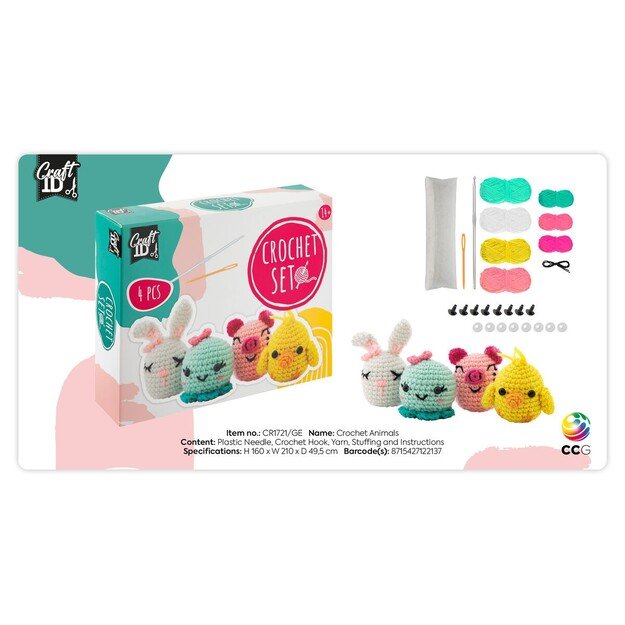Craft ID - Crochet kit animals - 4 pcs (CR1721/GE) 1