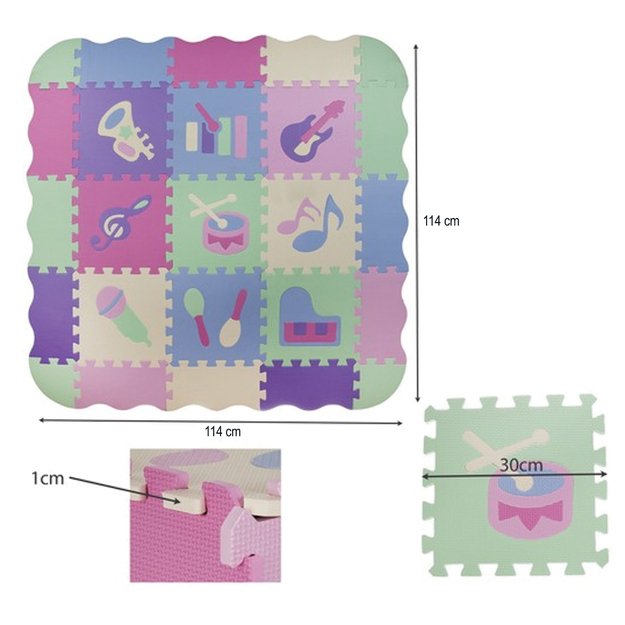 MATA PIANKOWA EDUKACYJNA GRUBA KOJEC DLA DZIECI PUZZLE 25 ELEMENTÓW 3W1 3