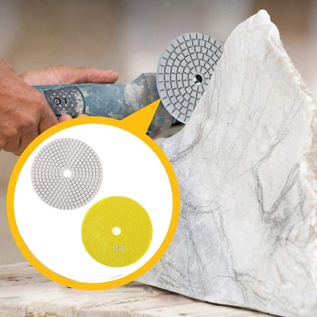 10x Tarcza Diamentowa Polerska 80mm do Szlifowania Gresu Płytek Na Rzep 150 9
