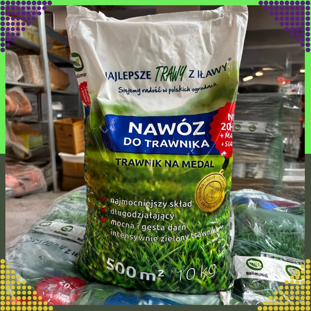 Nawóz do Trawnika Trawy Wieloskładnikowy NPK 20-8-10 Granulat 10 kg 500 m  2