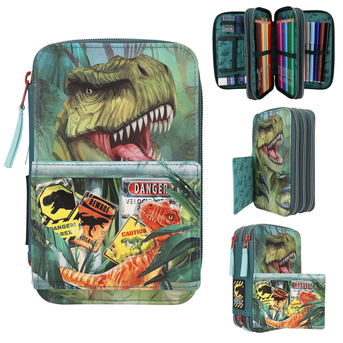 Dino World - Triple Pencil Case