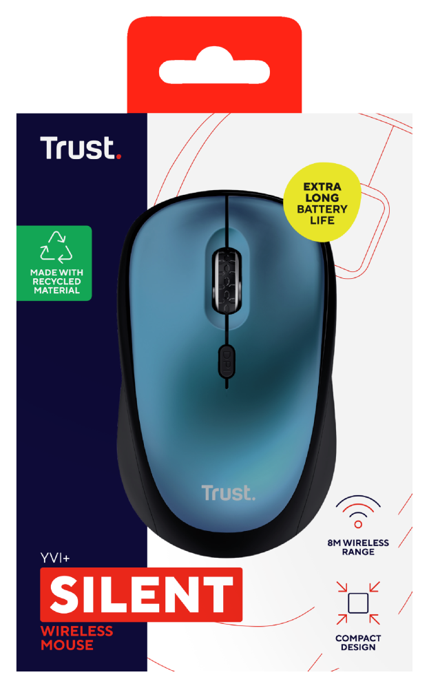 TRUST YVI+ WIRELESS MOUSE ECO BLUE